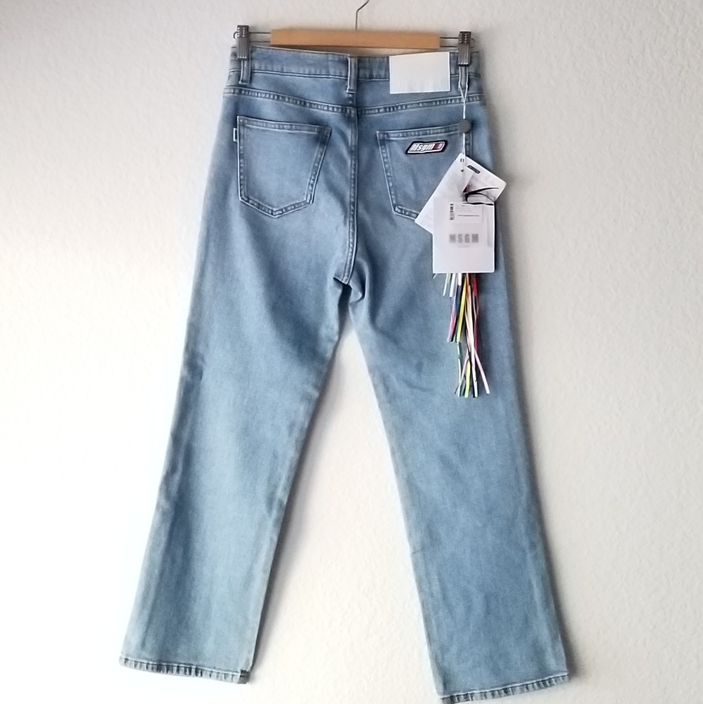 MSGM Straight Leg Cropped Denim Pants Size 42 US 6 Mid Wash Blue - Picture 3 of 9